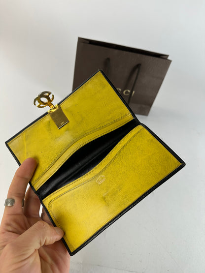 Vintage Gucci GG Leather Long Wallet Black