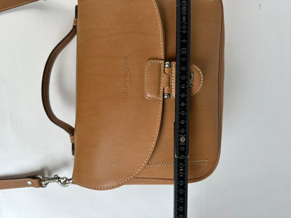 Vintage Courreges Structured Leather Top-Handle Bag c. Late 1990s Tan