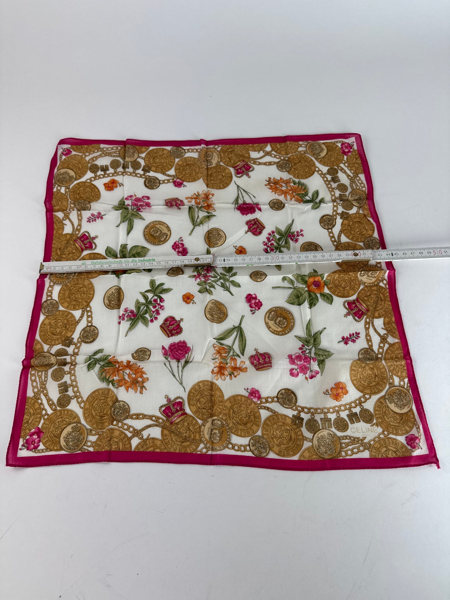 Vintage Celine Baroque Scarf Gold Red