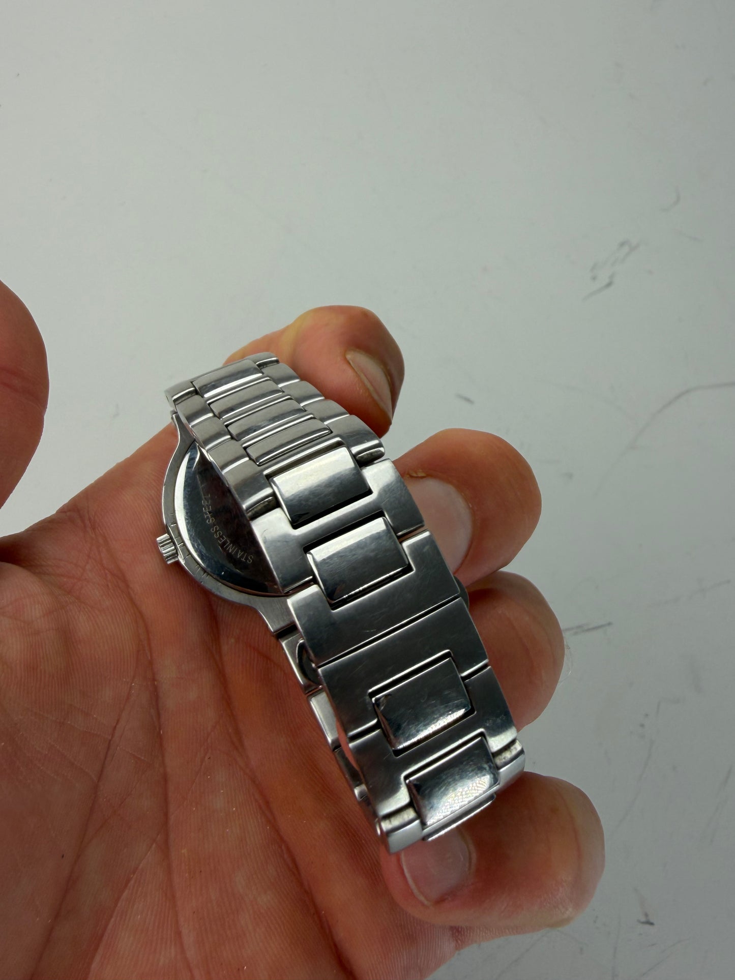 Vintage Gucci Stainless Steel Bracelet Watch Silver Black Boxed