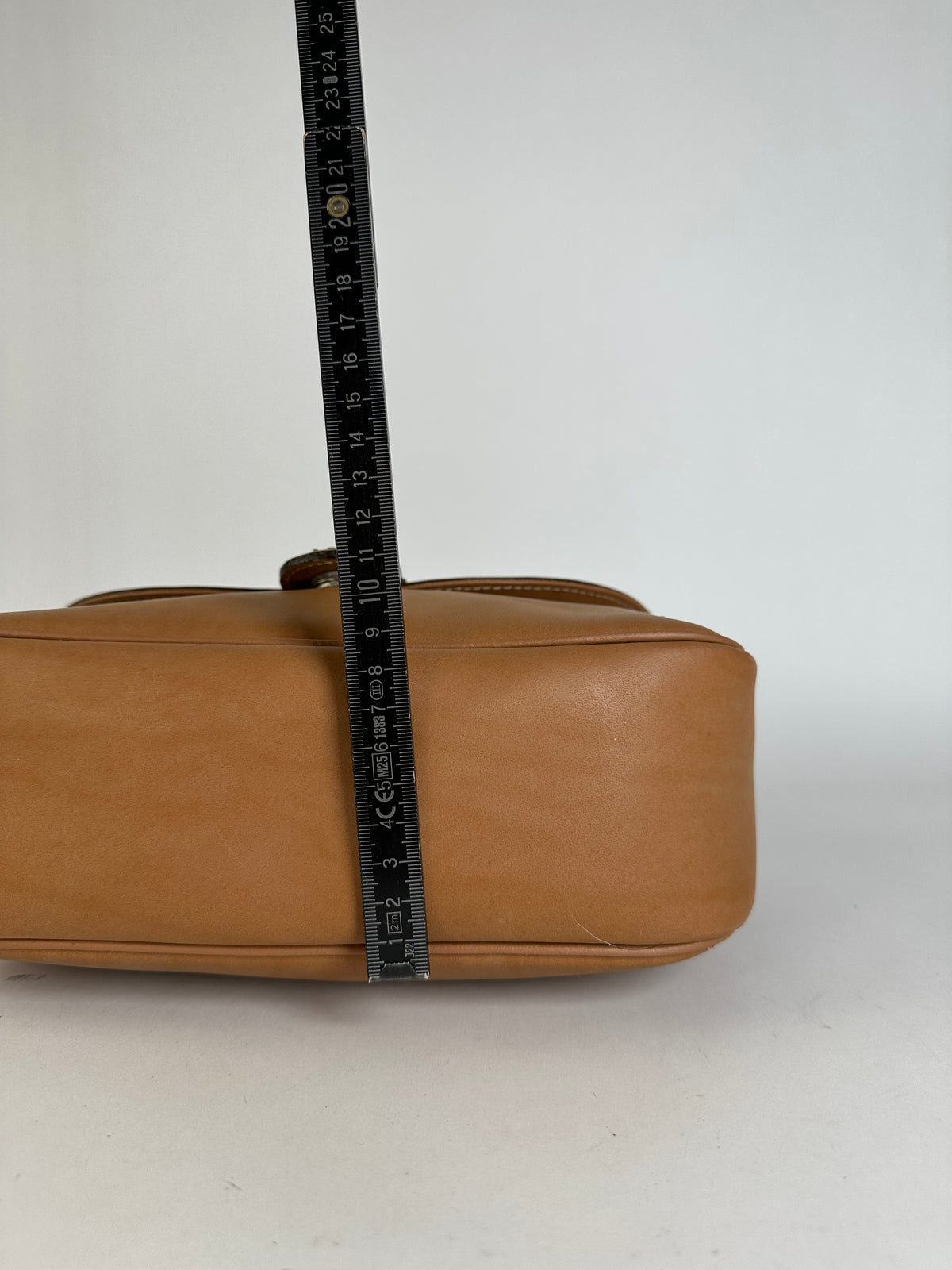 Vintage Courreges Structured Leather Top-Handle Bag c. Late 1990s Tan