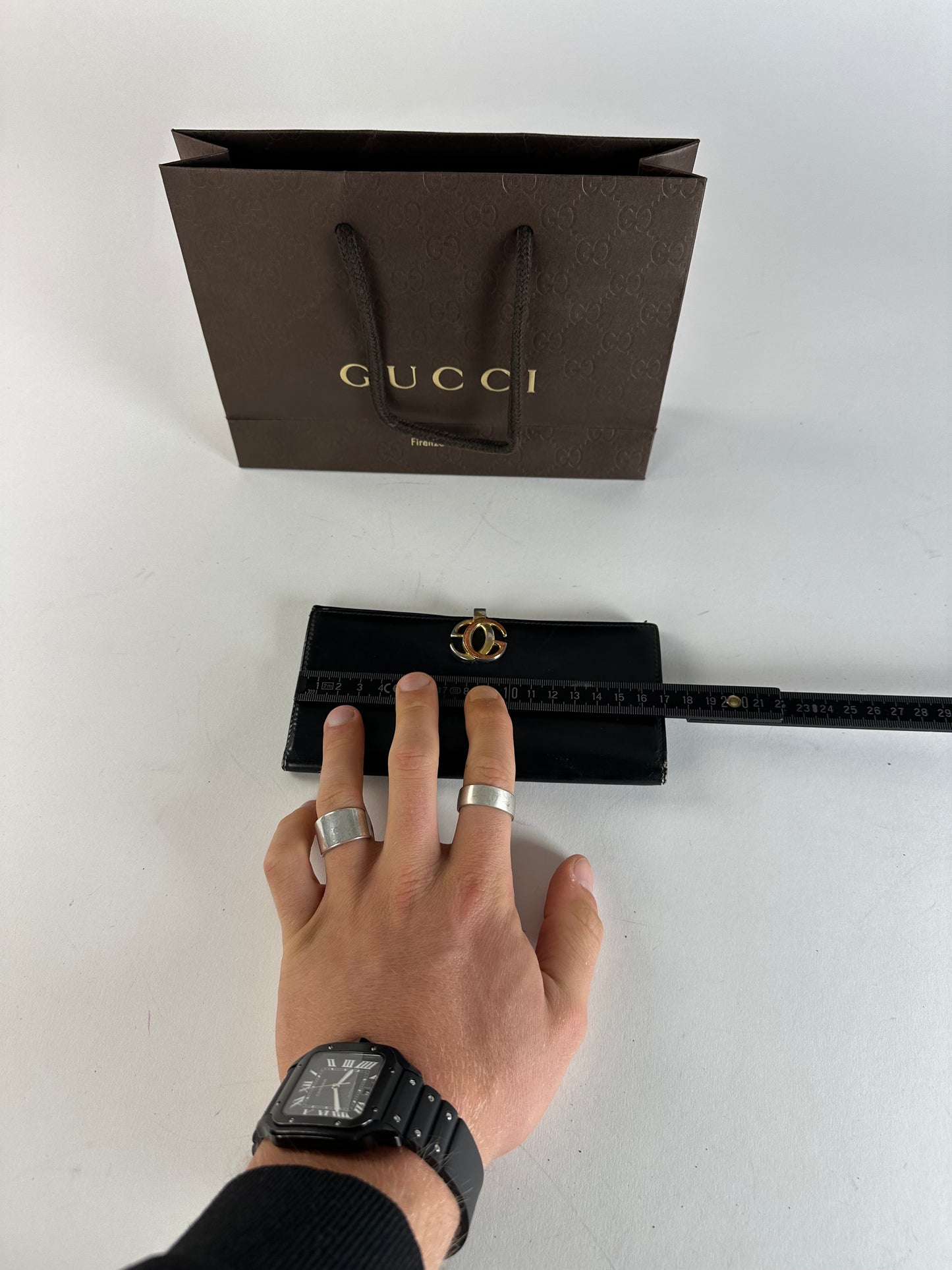 Vintage Gucci GG Leather Long Wallet Black