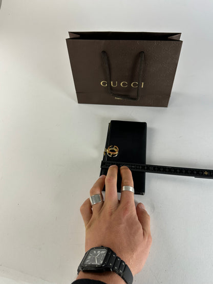Vintage Gucci GG Leather Long Wallet Black
