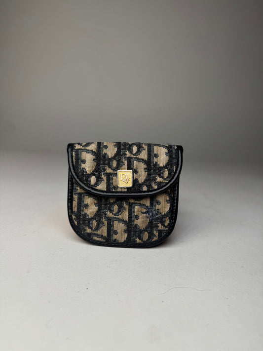 Vintage Dior Oblique Monogram Purse Beige Navy