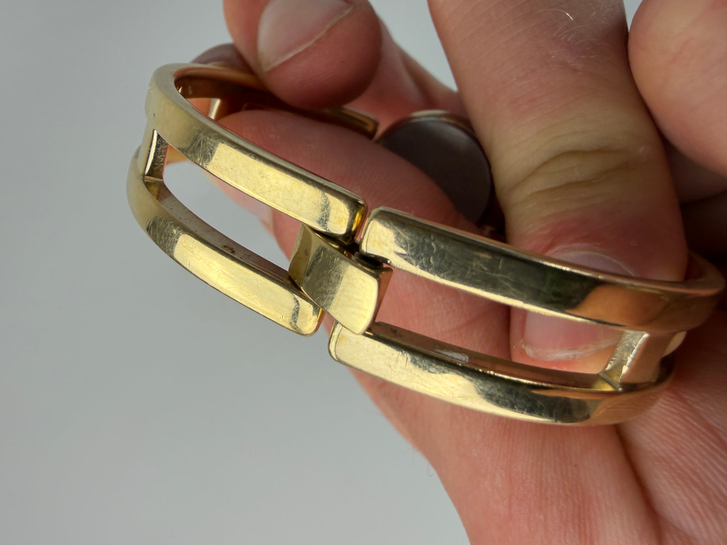 Vintage Courreges Gold-Tone Bangle Watch Cream Yellow Face