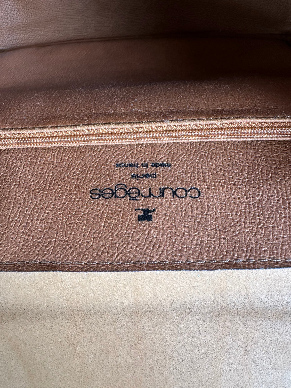 Vintage Courreges Structured Leather Top-Handle Bag c. Late 1990s Tan