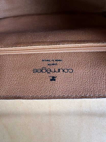 Vintage Courreges Structured Leather Top-Handle Bag c. Late 1990s Tan