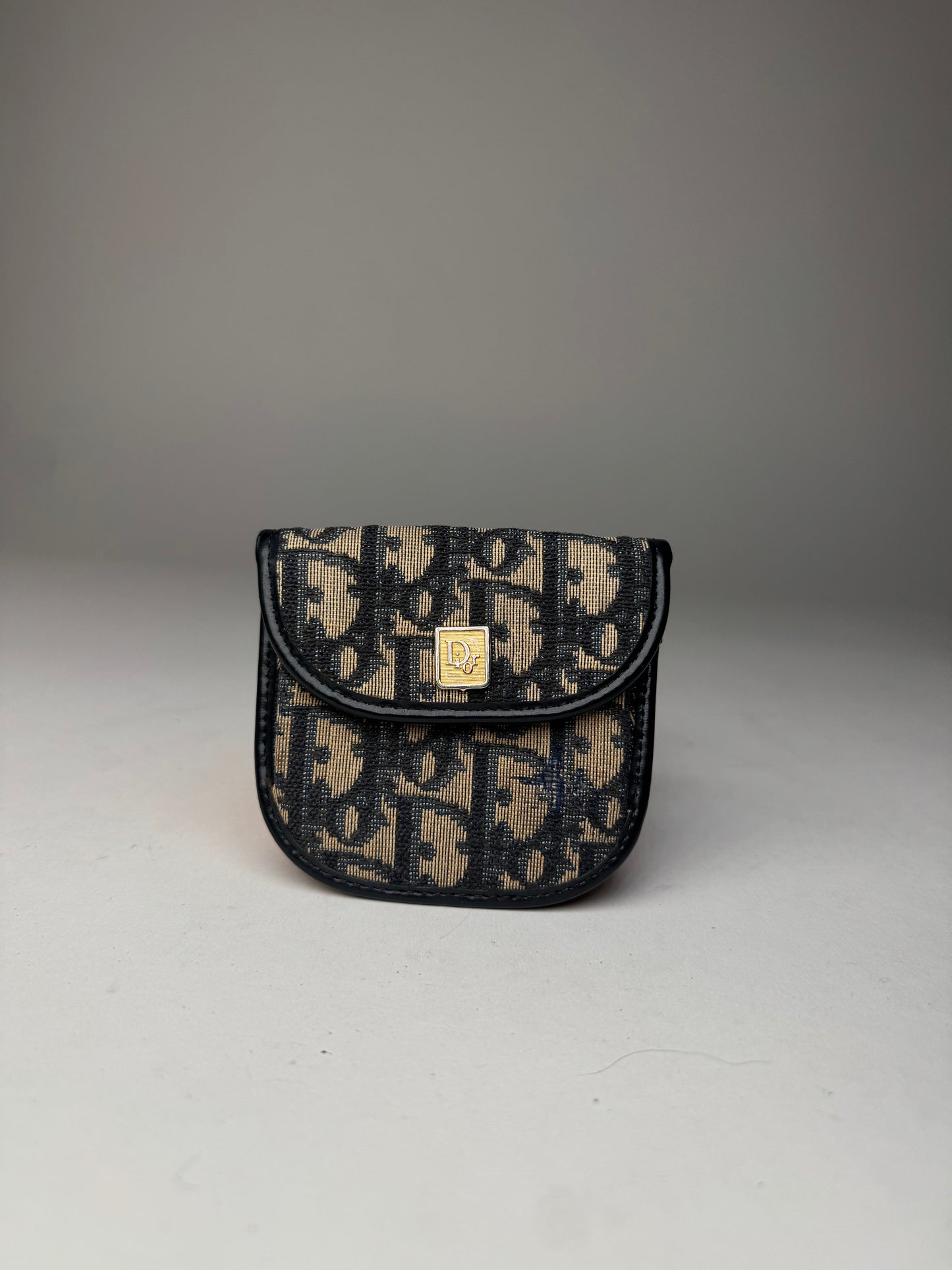 Vintage Dior Oblique Monogram Purse Beige Navy