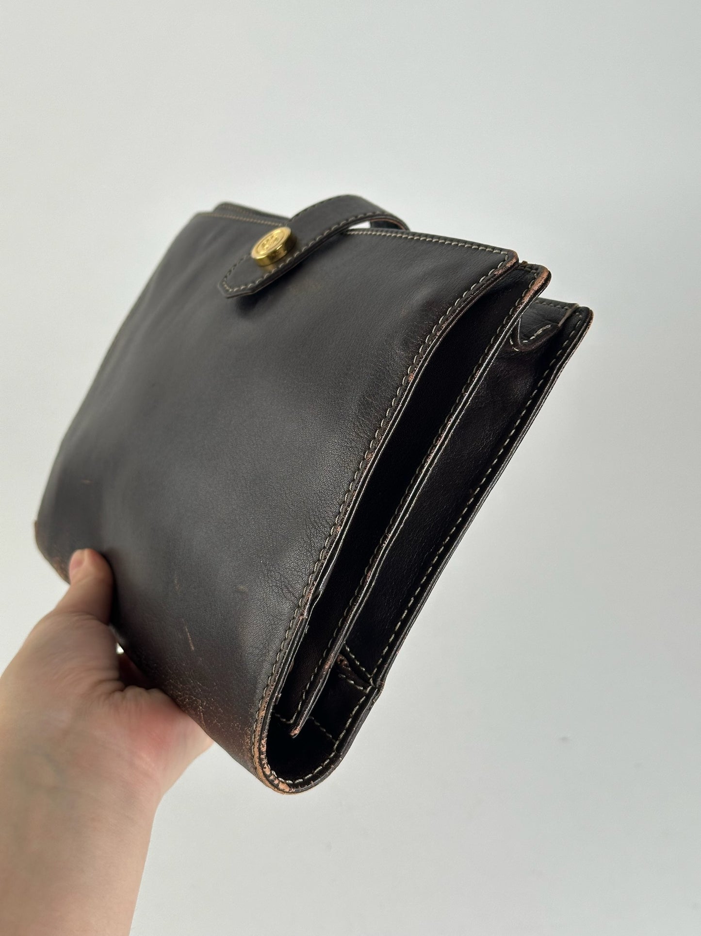 Pochette vintage en cuir Loewe Madrid marron