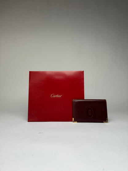 Vintage Cartier Must de Cartier Leather Card Holder Late 1980s Burgundy
