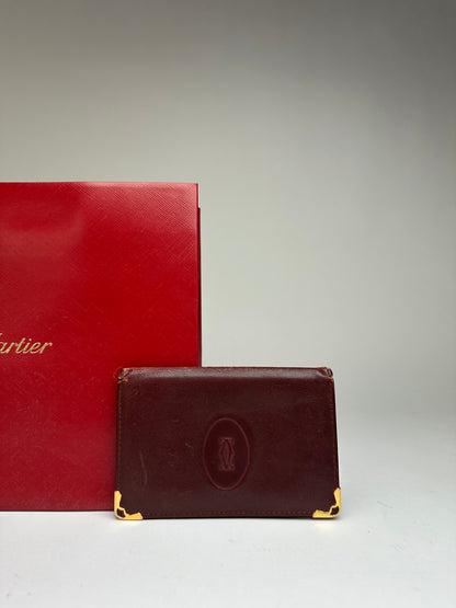 Vintage Cartier Must de Cartier Leather Card Holder Late 1980s Burgundy
