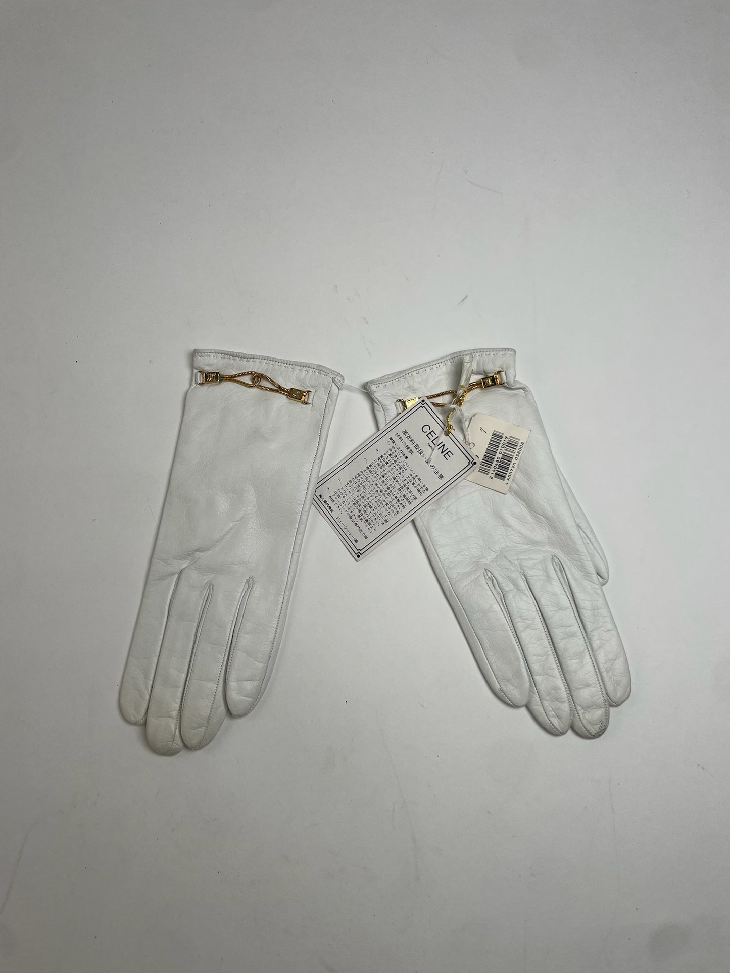 Vintage Celine Paris Leather Gloves White