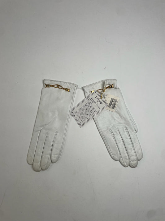 Vintage Celine Paris Leather Gloves White