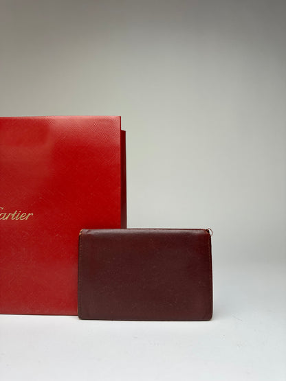 Vintage Cartier Must de Cartier Leather Card Holder Late 1980s Burgundy