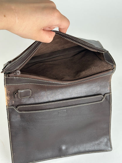 Pochette vintage en cuir Loewe Madrid marron