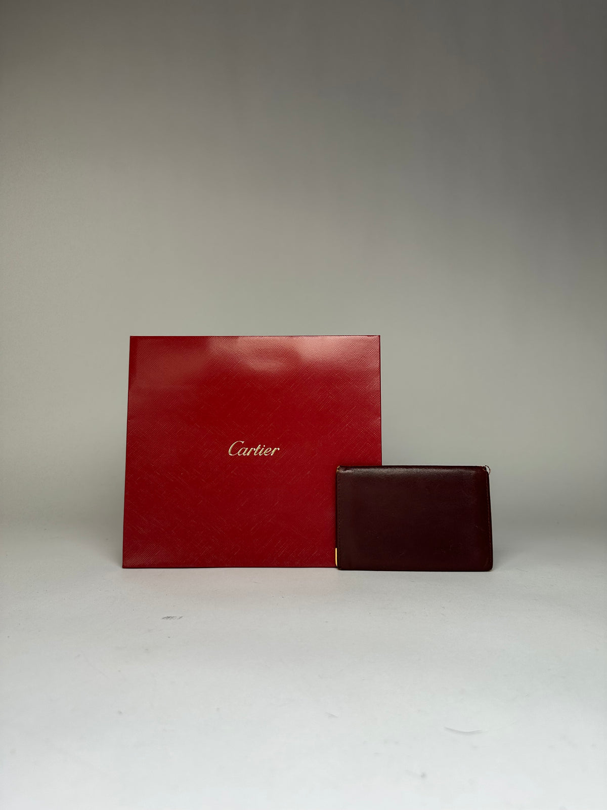 Vintage Cartier Must de Cartier Leather Card Holder Late 1980s Burgundy