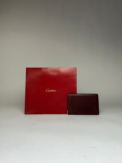 Vintage Cartier Must de Cartier Leather Card Holder Late 1980s Burgundy
