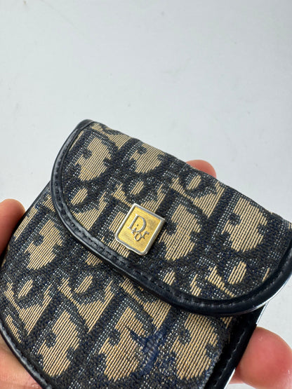 Vintage Dior Oblique Monogram Purse Beige Navy