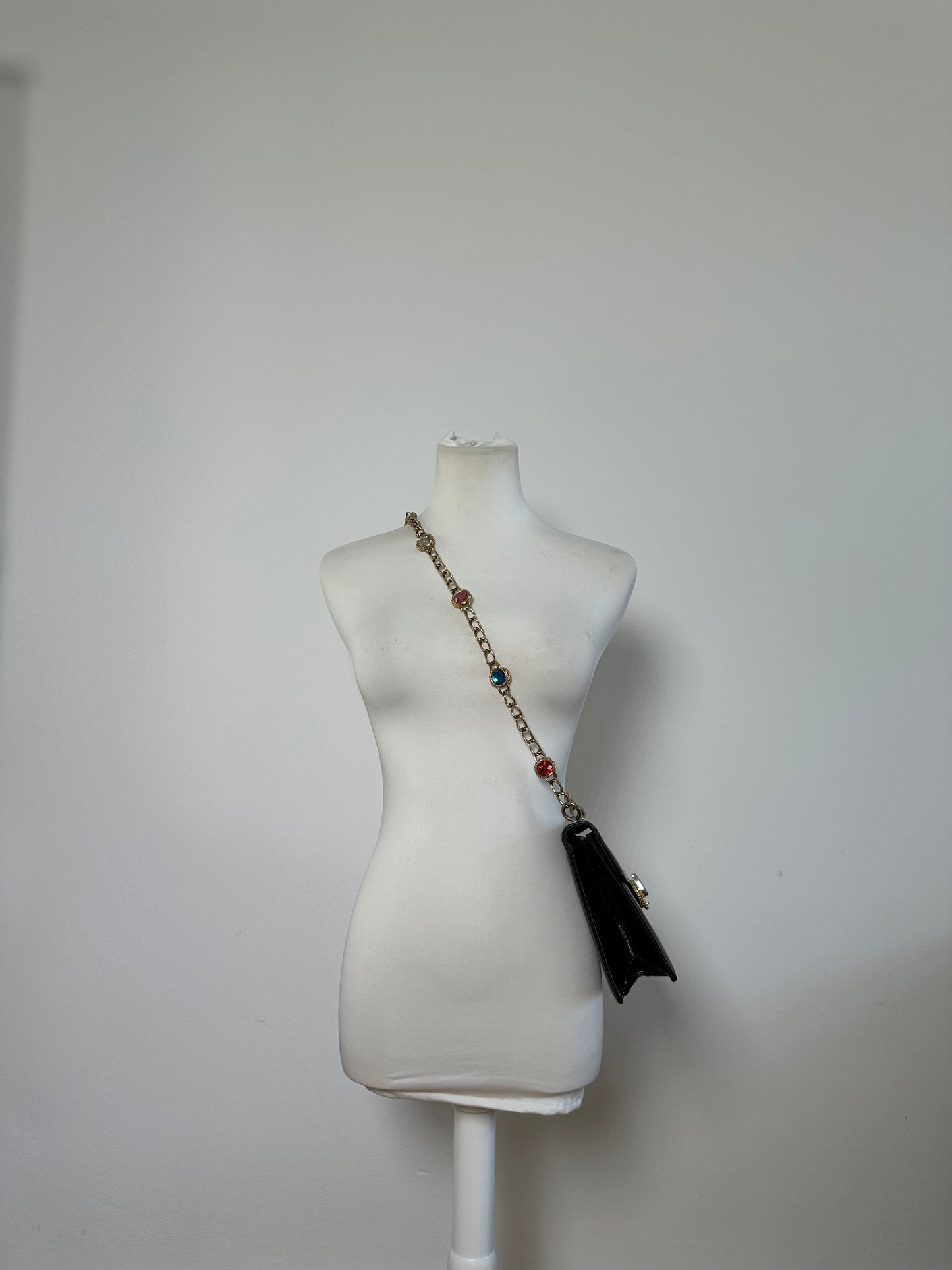 Vintage Gucci Patent Leather Shoulder Bag Black Gold