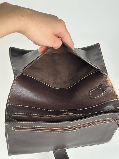 Pochette vintage en cuir Loewe Madrid marron