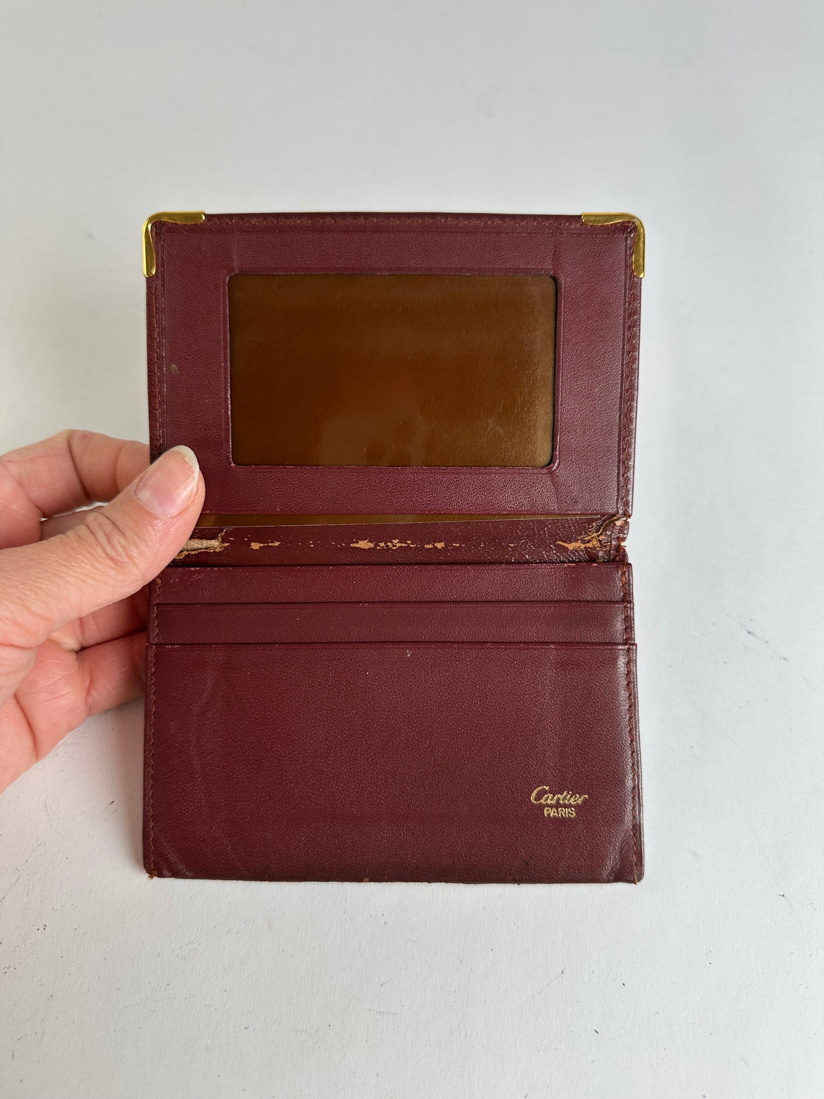 Vintage Cartier Must de Cartier Leather Card Holder Late 1980s Burgundy