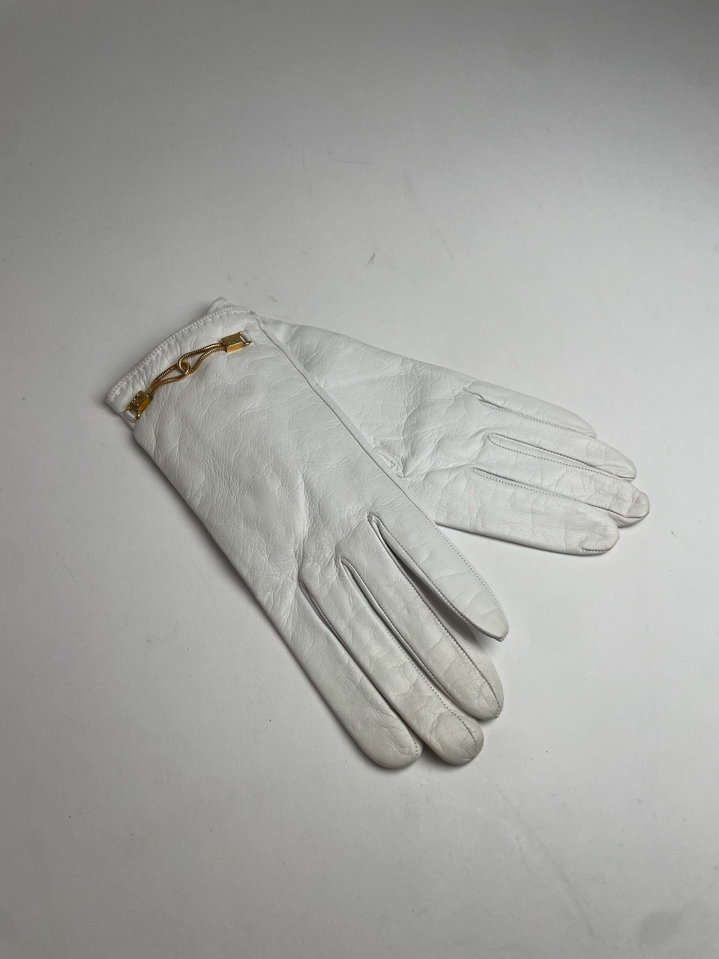 Vintage Celine Paris Leather Gloves White