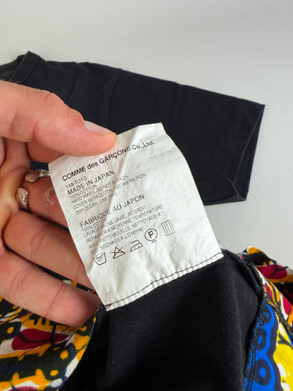 Vintage Comme Des Garcons Printed Cotton T-shirt Black Multicolor M