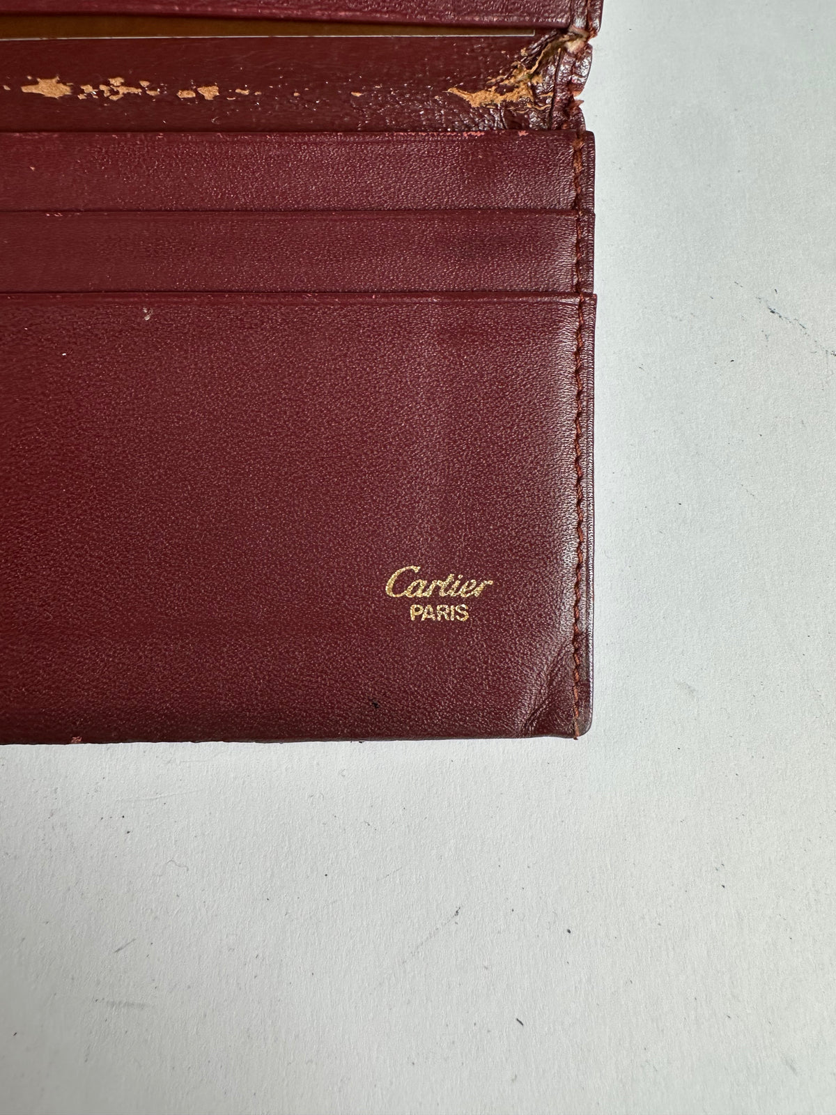 Vintage Cartier Must de Cartier Leather Card Holder Late 1980s Burgundy