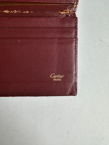 Vintage Cartier Must de Cartier Leather Card Holder Late 1980s Burgundy