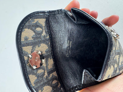 Vintage Dior Oblique Monogram Purse Beige Navy