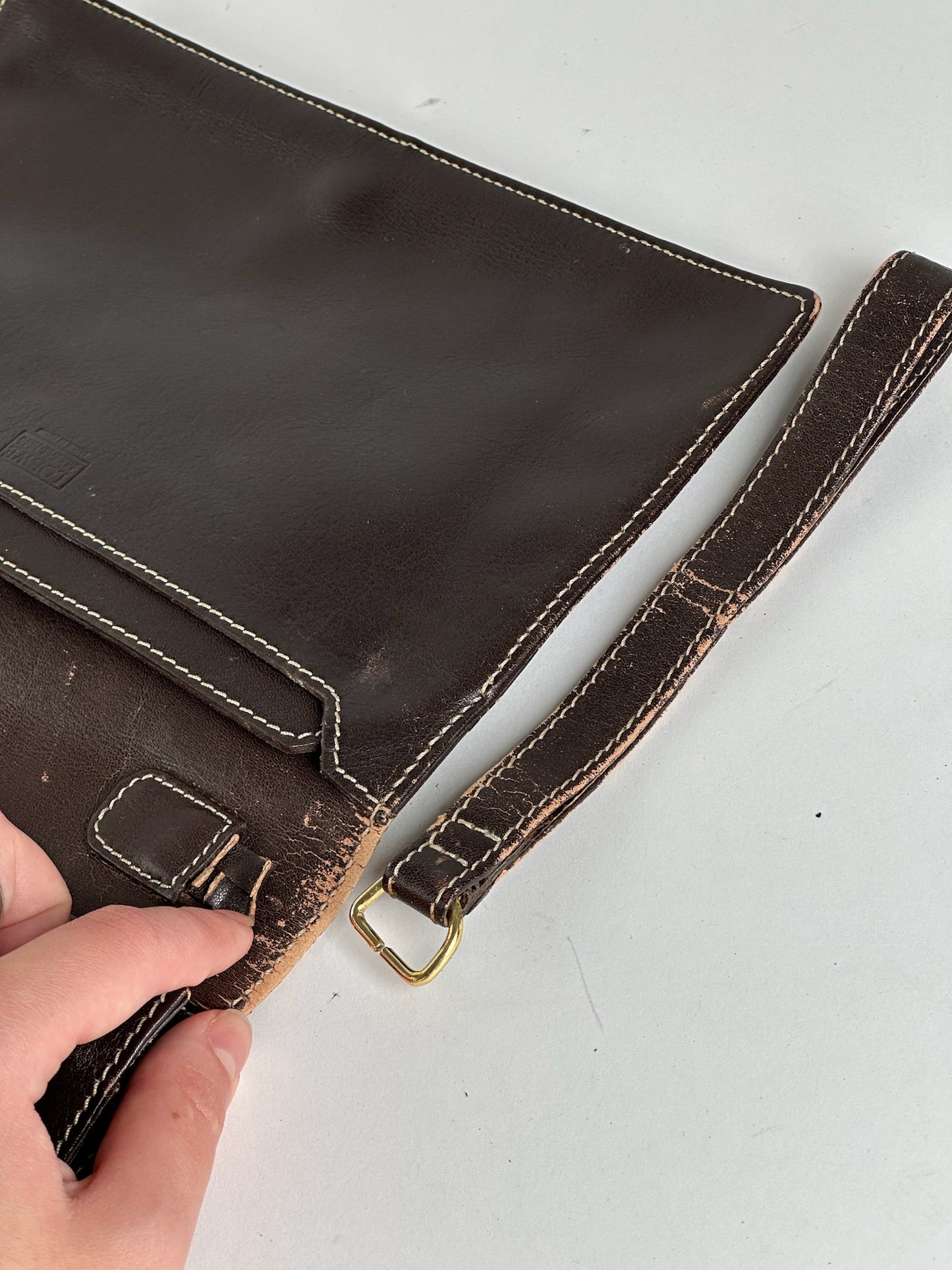 Pochette vintage en cuir Loewe Madrid marron