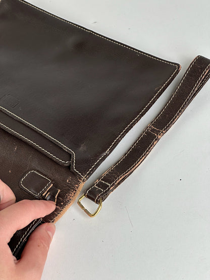 Pochette vintage en cuir Loewe Madrid marron