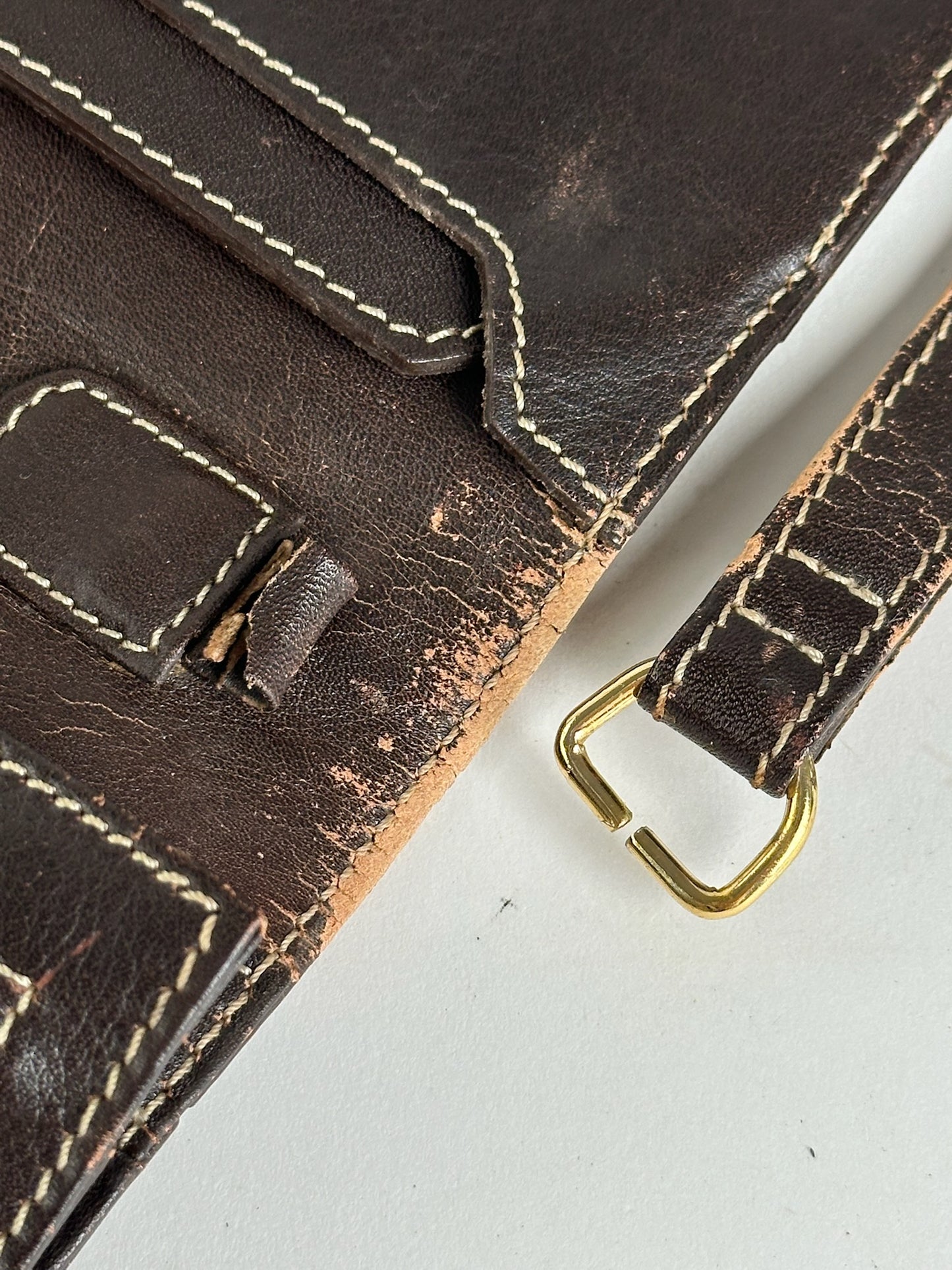 Pochette vintage en cuir Loewe Madrid marron