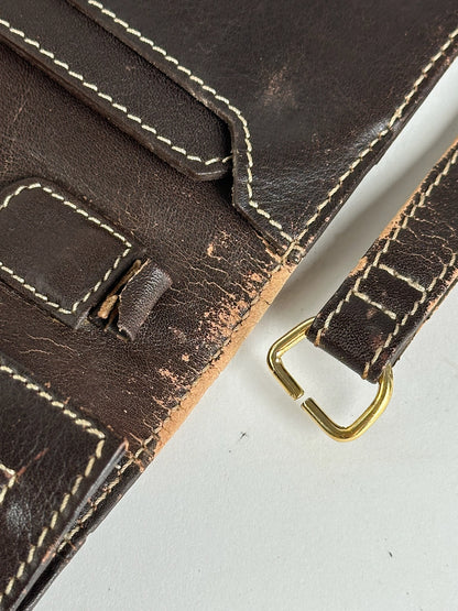 Pochette vintage en cuir Loewe Madrid marron