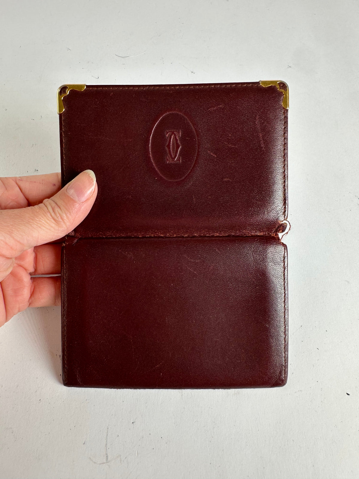 Vintage Cartier Must de Cartier Leather Card Holder Late 1980s Burgundy