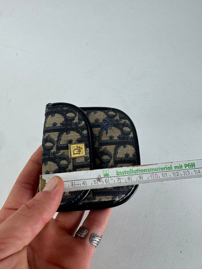 Vintage Dior Oblique Monogram Purse Beige Navy