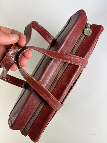 Vintage Givenchy Embossed Leather Structured Bag Burgundy Gold