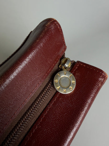 Vintage Givenchy Embossed Leather Structured Bag Burgundy Gold