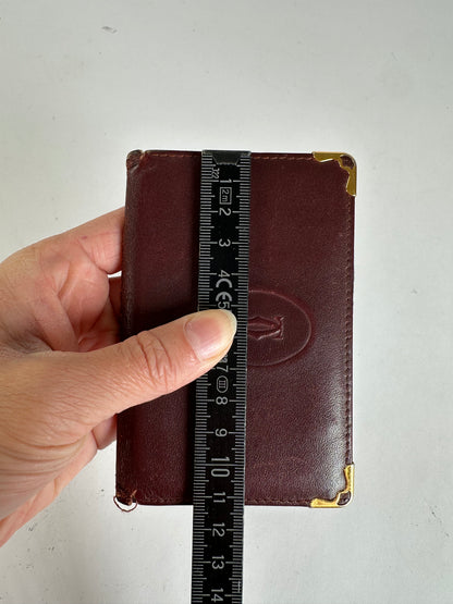 Vintage Cartier Must de Cartier Leather Card Holder Late 1980s Burgundy