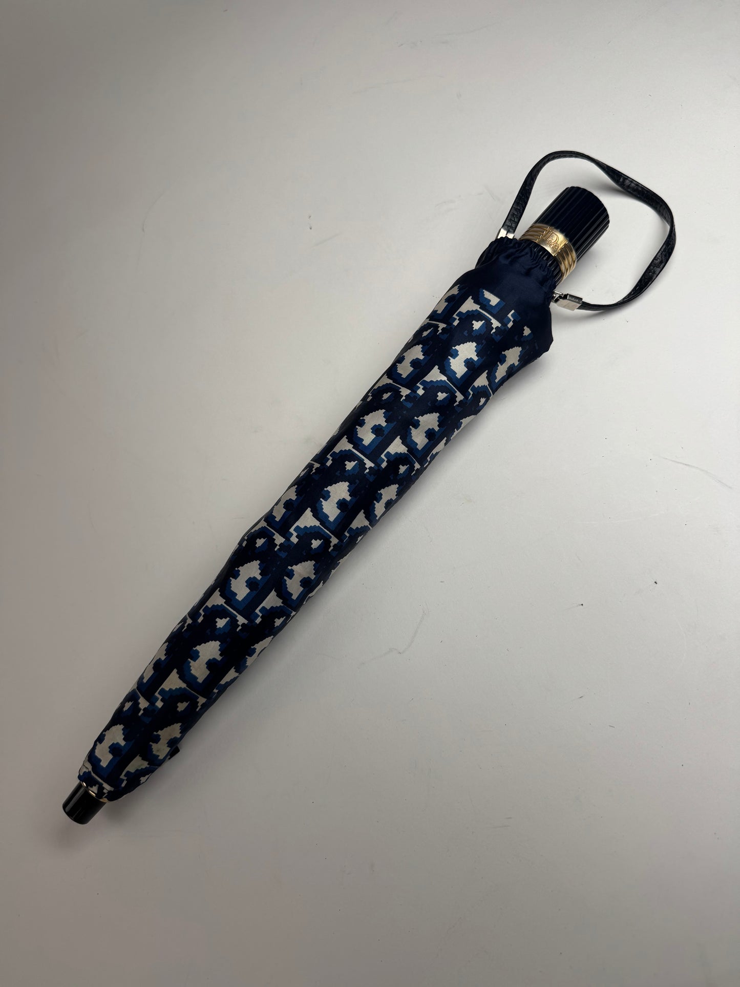 Vintage Dior Oblique Monogram Umbrella Navy White