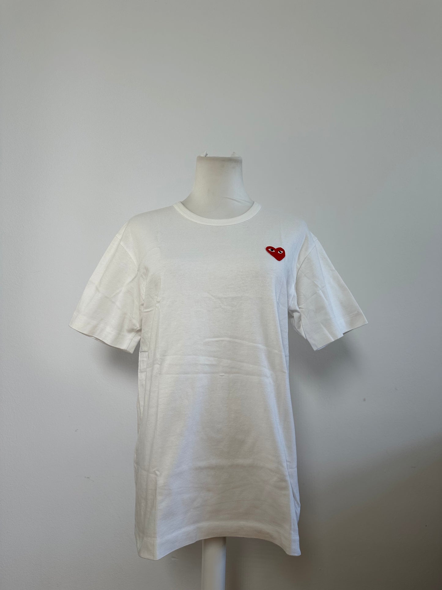Vintage Comme des Garçons Play Heart Logo T-Shirt White Red M