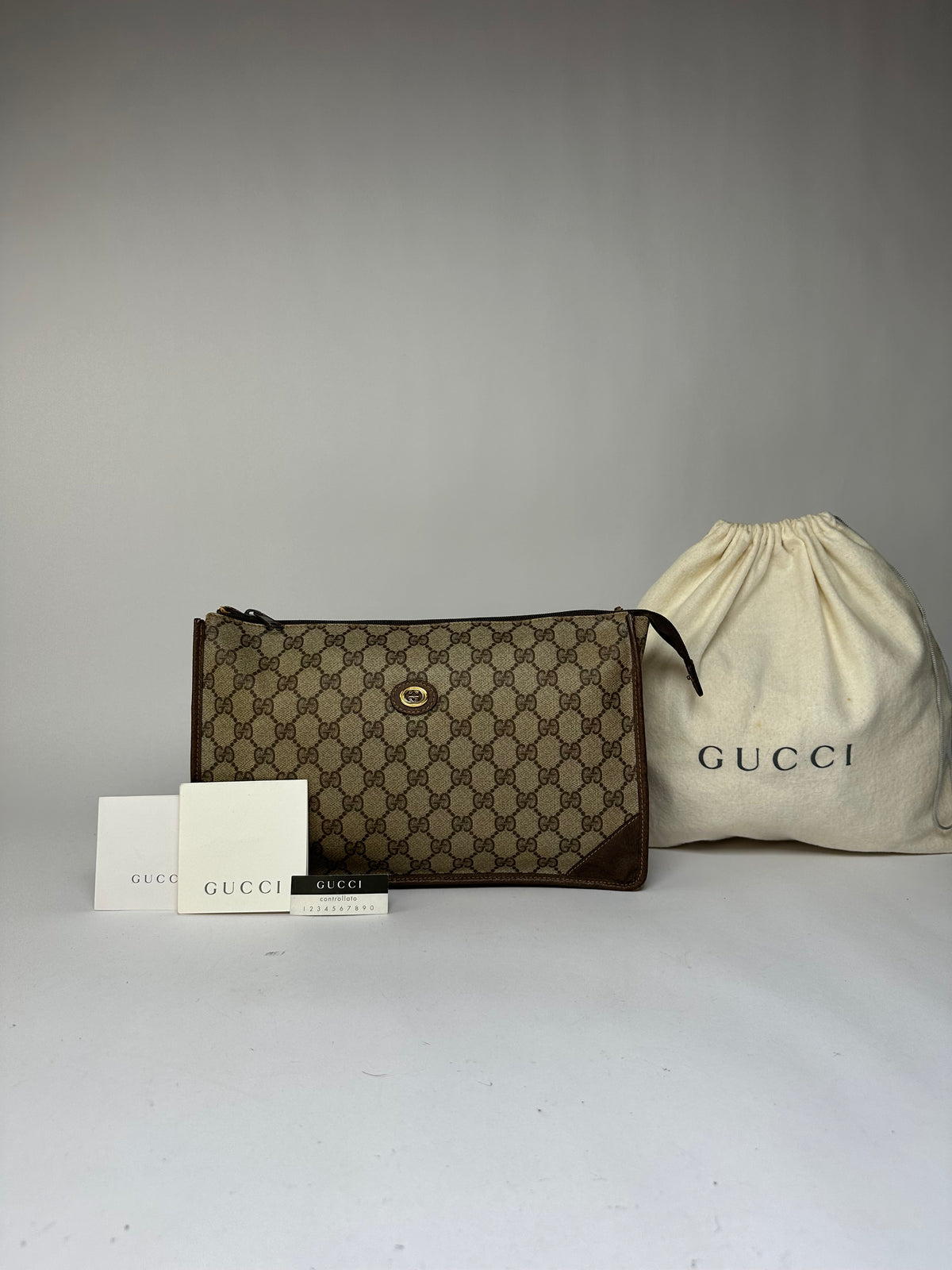 Vintage Gucci GG Plus Flap Crossbody Bag Late 1970s Beige Brown