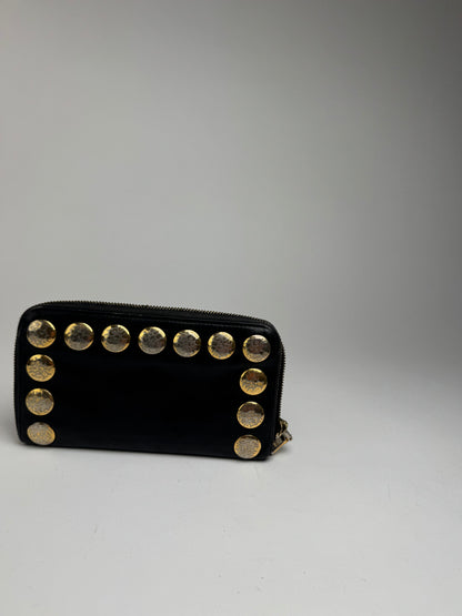 Vintage Miu Miu Patent Leather Wallet studded black zippy defect