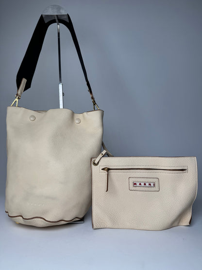 Vintage Marni Leather Bucket Bag Beige Black