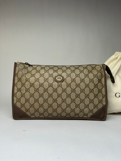 Vintage Gucci GG Plus Flap Crossbody Bag Late 1970s Beige Brown