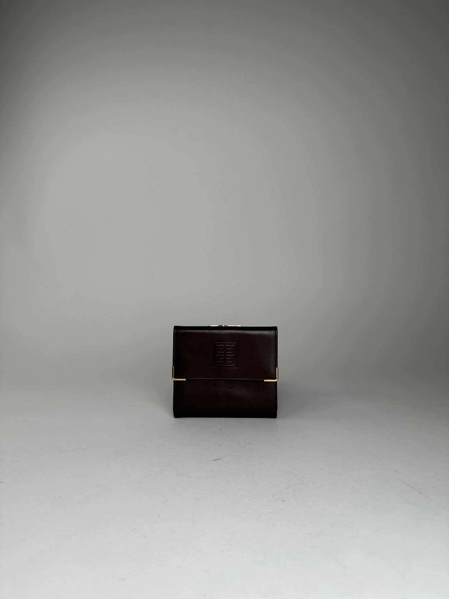 Vintage Givenchy Brown Leather Wallet with Gold Logo