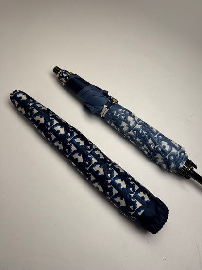 Vintage Dior Oblique Monogram Umbrella Navy White
