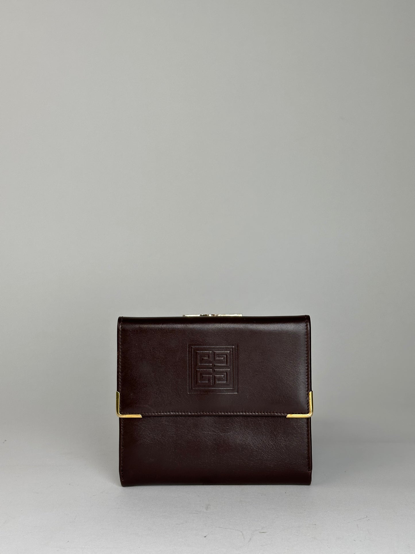 Vintage Givenchy Brown Leather Wallet with Gold Logo