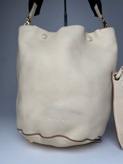 Vintage Marni Leather Bucket Bag Beige Black