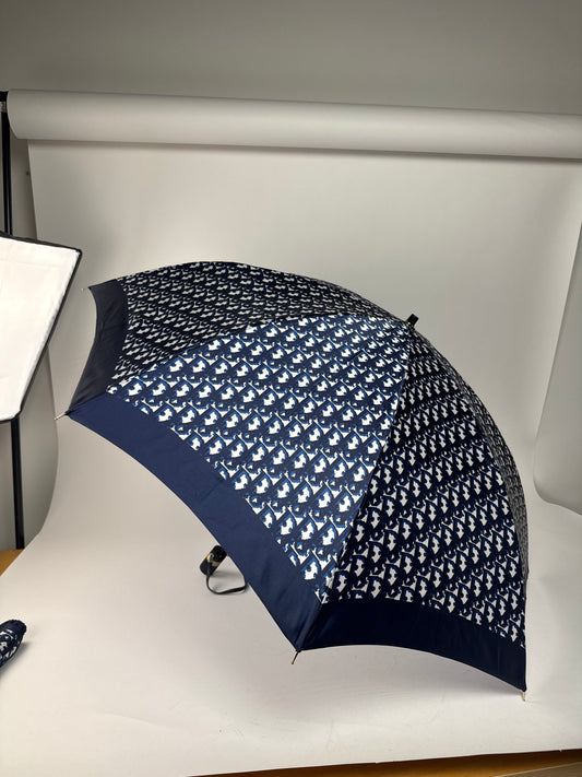 Vintage Dior Oblique Monogram Umbrella Navy White